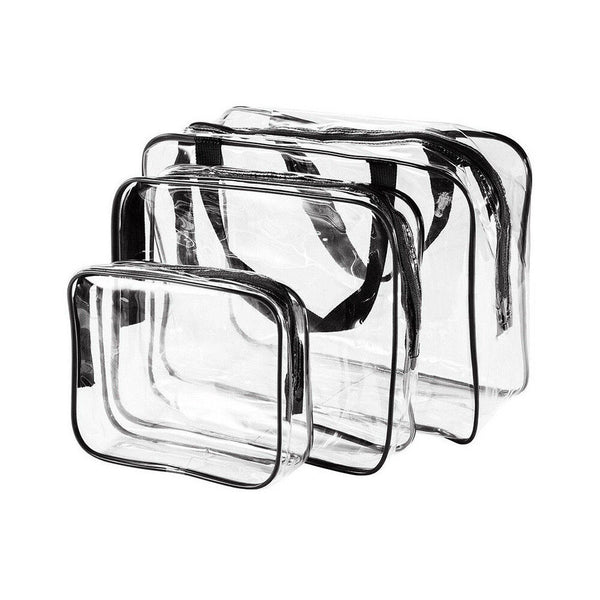 3PCS Travel Wash Bag Holder Set Cosmetic Makeup Toiletry Clear PVC Organize