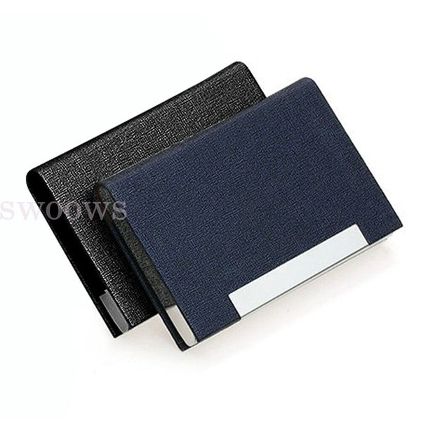 Business Card Holder Case PU Leather Stainless Steel Multi Magnetic Closing Case