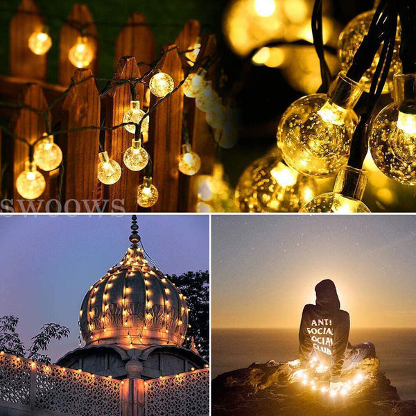 100/200LED Solar Globe String Lights Fairy Festoon Party Garden Outdoor Decor