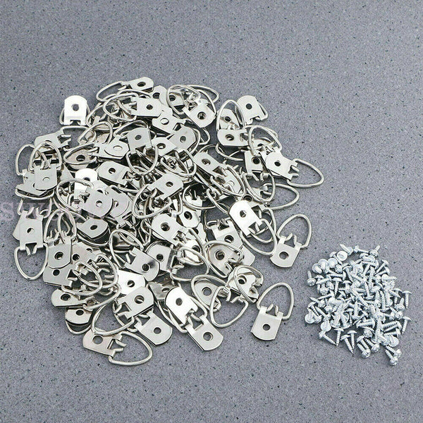 50X D-Ring Painting Picture Frame Wall Mirror Hanger Hanging Hooks + Screws AU