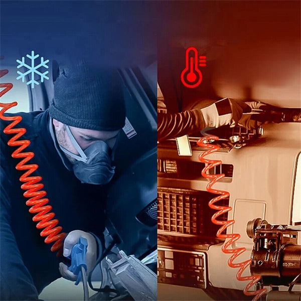 Coil Air Compressor Hose Recoil 5mm x 8mm PU With Nitto Style Fittings 6M