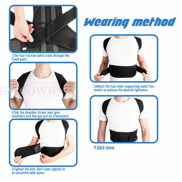 Posture Corrector Clavicle Shoulder Brace Lower Back Support Magnetic Men Women