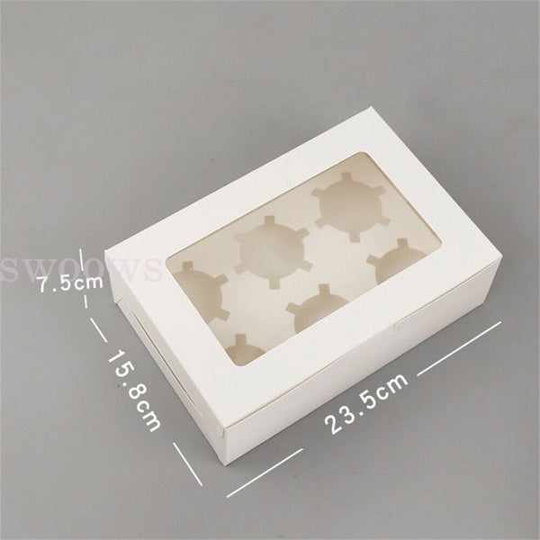 Cupcake Box Cases 4/6 holes Clear Window Cupcake Display Boxes Muffin Cup