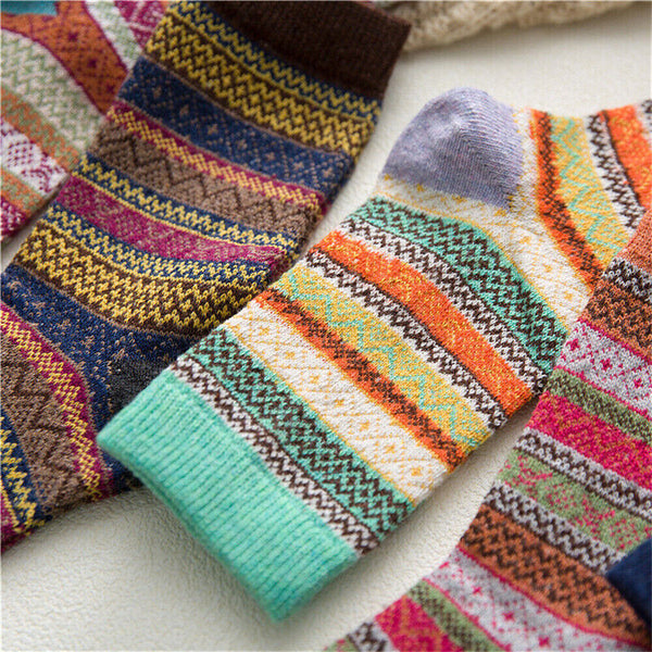 1-10 Pairs Thermal Socks Winter Nordic Wool Blends Cashmere Thick Warm Knitted