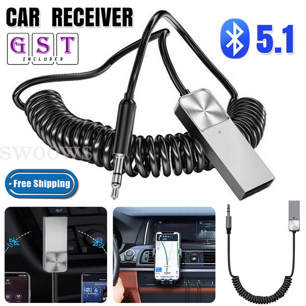 1/2pcs Car Wireless Bluetooth 5.1 Receiver Dongle AUX 3.5mm Music Adapter Cable