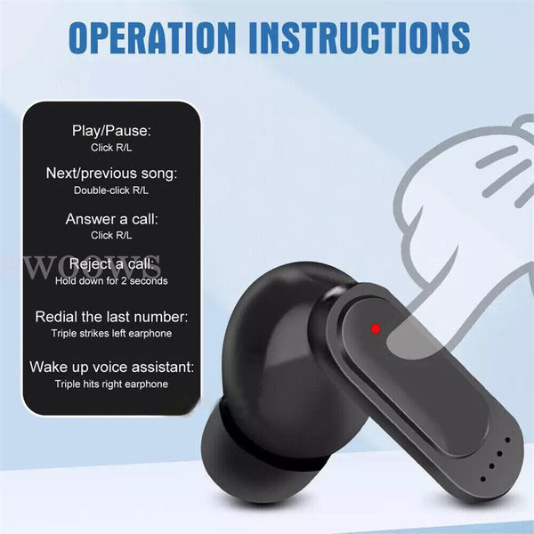 LED Touchscreen Wireless Bluetooth 5.4 Headphone Visible Active TWS Earphones