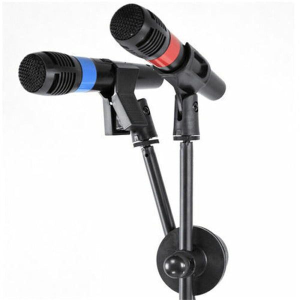 Professional Dual Microphone Stand Telescopic Boom Adjustable Mic Holder Tripod