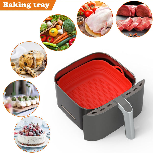 1/2X Reusable Air Fryer Basket Liner Air Fryer Silicone Pot Non-Stick BakingTray