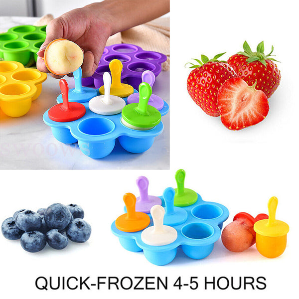 2x Ice Cream Mould Block Silicone 4 Cavity Frozen Molds Icy Pole Jelly Ice Lolly