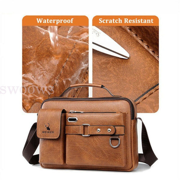 Men's Vintage Messenger Leather Satchel Shoulder Crossbody Briefcase Laptop Bag