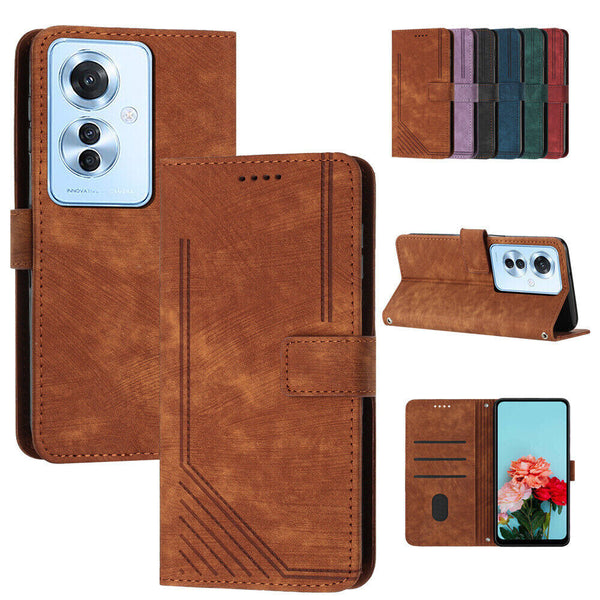 1/2 Shockproof Flip PU Leather Magnetic Wallet Phone Case Cover For Oppo Reno11F