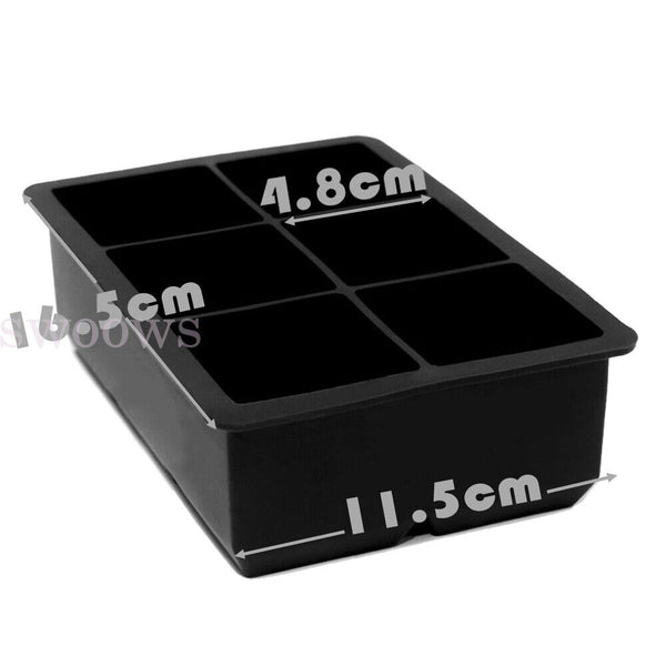 8 Grids Whiskey Silicone Maker Ice Cube Tray Mould Large Mold Giant Square Black