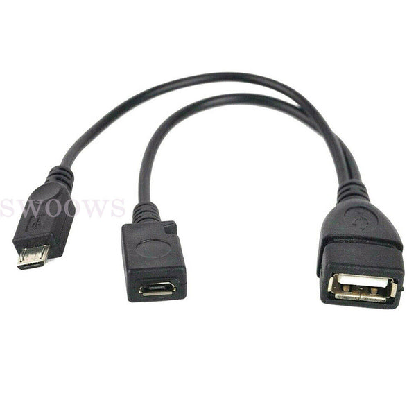 2x Cable Adapter USB OTG Power Cable OTG Cable Y Splitter Data Cable USB Adapter