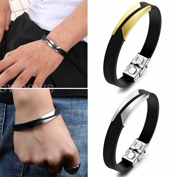 21cm Mens Leather Bracelet Bangle Bracelet Braided Wristband Buckle alloy