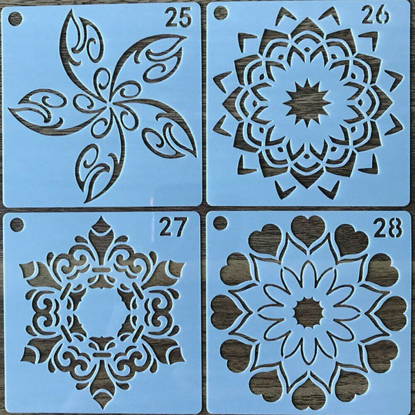 16/56x Mandala Painting Stencils Drawing Dot Templates For Floor Wall Decors