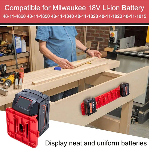 UP20x Battery Mounts Storage Holder Rack For Milwaukee M18 18V Tool Battery Red