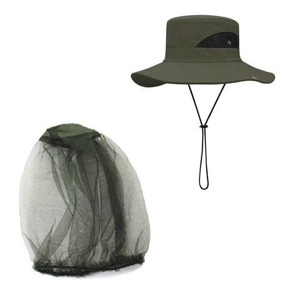 Outdoor UV Protection Sun Hat Wide Brim Cap Quick Drying Net Hat Fishing Hiking