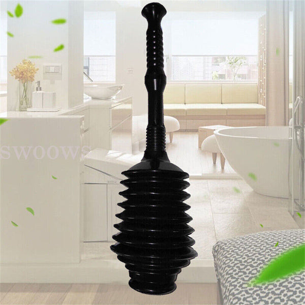 Toilet Plunger Bathroom Drain Clean Powerful High Pressure Thrust Plunge Cleaner