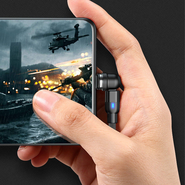 1-2PCS Magnetic 540° Cable-Rotate Phone Charger Cord Durable Nylon Braid-Fast 1M