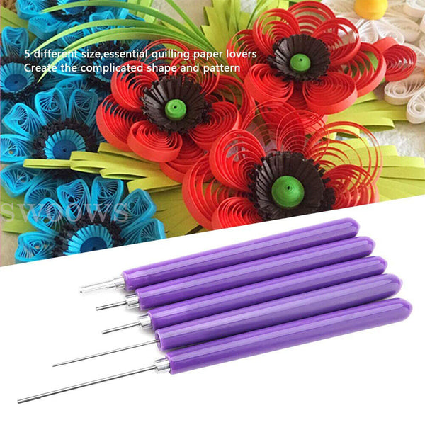 5Pcs Slotted Paper Quilling Winder Roll DIY Origami Craft Tool Pen Handmade Kit