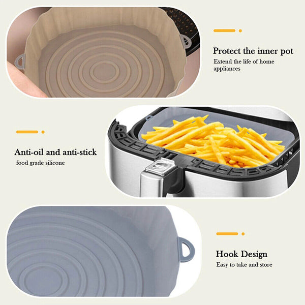 S/M/L Silicone Pot Basket Liner Non-Stick Reusable Baking Tray For Air Fryer