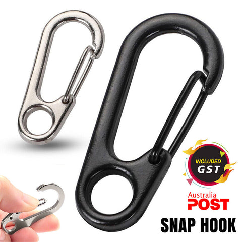 50/100x Stainless Steel Snap Hook Carabiner Ring Screw Keychain Clip Camping