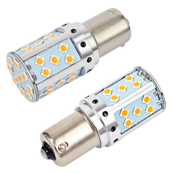 2X BAU15S PY21W LED TURN SIGNAL INDICATOR BULB GLOBE NO HYPER FLASHING /WHITE