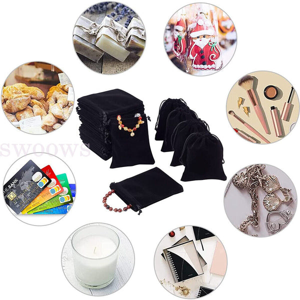 10/100pcs Wedding Party Bag Gift Small Velvet Jewelry Ring Pouch Drawstring