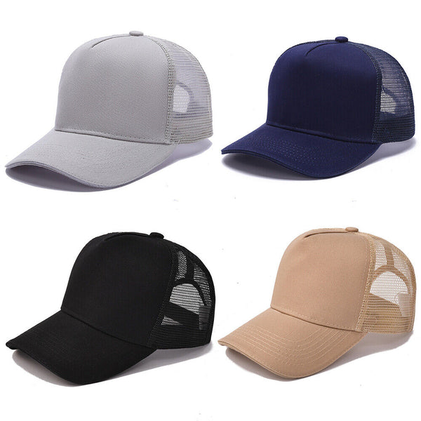 Plain Trucker Cap Hat Unisex Adjustable Mesh Baseball Promotional Various Colors