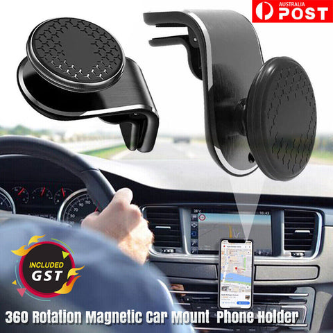 360 Rotation Magnetic Car Mount Air Vent Clip Phone Holder For iPhone Samsung