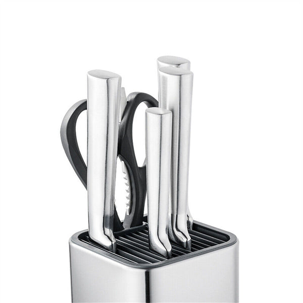 Universal Knife Block Holder Knives Organizer Storage Rack Stand Stainless Steel