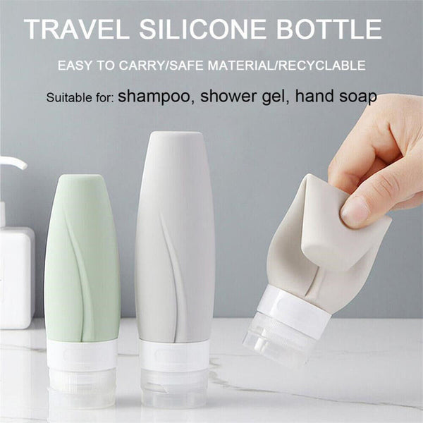 4PCS Cosmetic Container Dispenser Silicone Empty Bottle Travel Shampoo Lotion