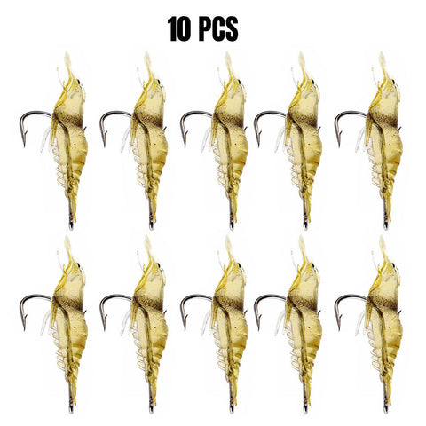 up20X Soft Plastic Bass Yabbie Prawn Shrimp Fishing Lure Jig Heads Bream Natural