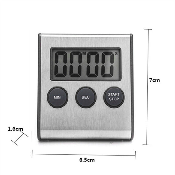 Stainless Steel Magnetic LCD Digital Kitchen Timer Count Down Cooking Alarm