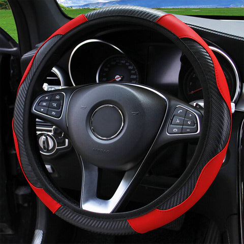 Car Steering Wheel Cover Leather Breathable Anti-slip Protector Universal 38cm