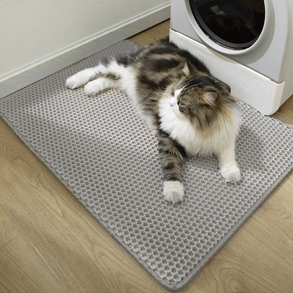 Double Layer Cat Litter Mat Waterproof Trapper Foldable Pad Pet Rug Home Urine