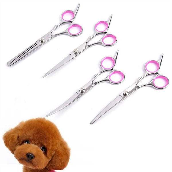 7" Professional Pet Dog Grooming Scissors Shear Hair Cutting Set Curved Tool