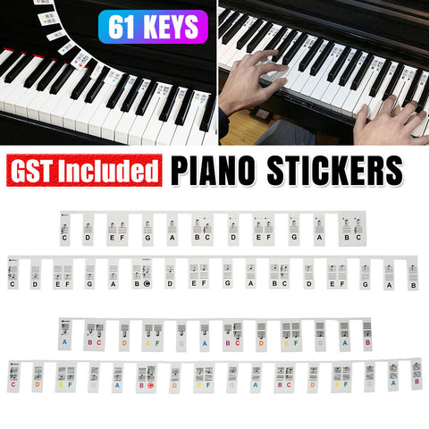 1/2 Universal Colorful Removable Piano Stickers for 61 Key Keyboards Note Labels