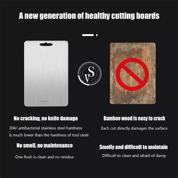 Stainless Steel Cutting Board Double-Sided Chopping Boards for Kitchen Camping