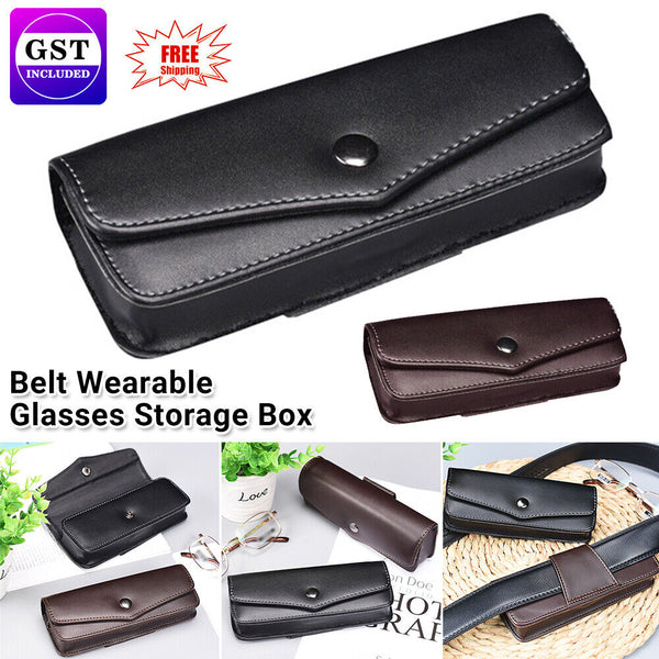 Belt Wearable Glasses Storage Box PU Glasses Case Carrying Cases Phone Bags AU