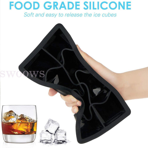 8 Grids Whiskey Silicone Maker Ice Cube Tray Mould Large Mold Giant Square Black