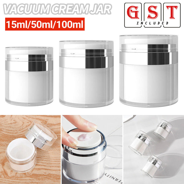 Airless Pump Cosmetic Jar Travel Vacuum Cream Bottle Refillable Container AU