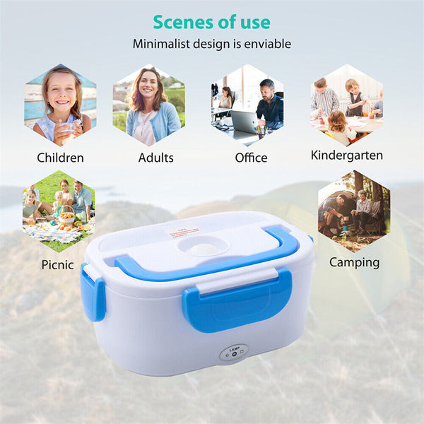 Portable Electric Heated Car Plug Heating Lunch Box Bento Food Warmer 12-24V AU