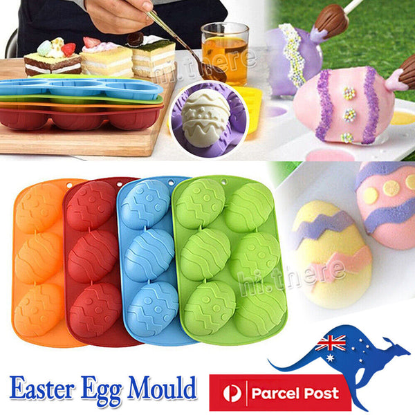 6 Cavity Silicone Eggs Shaped Mould 3D Easter Chocolate Baking Dessert Cake Mold