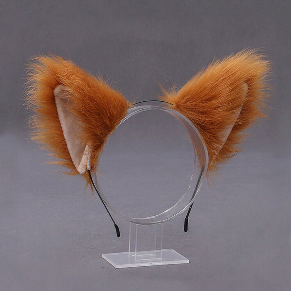 1/2xWomen Girls Fluffy Fur Cat Kitty fox animal Costume Ears Party Hair Clips On