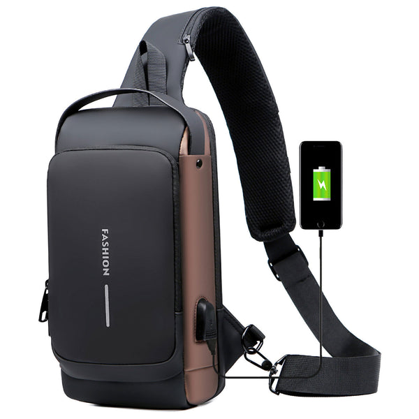 Men's Sling Crossbody Bag Anti-theft Chest Shoulder Messenger Backpack USB Port