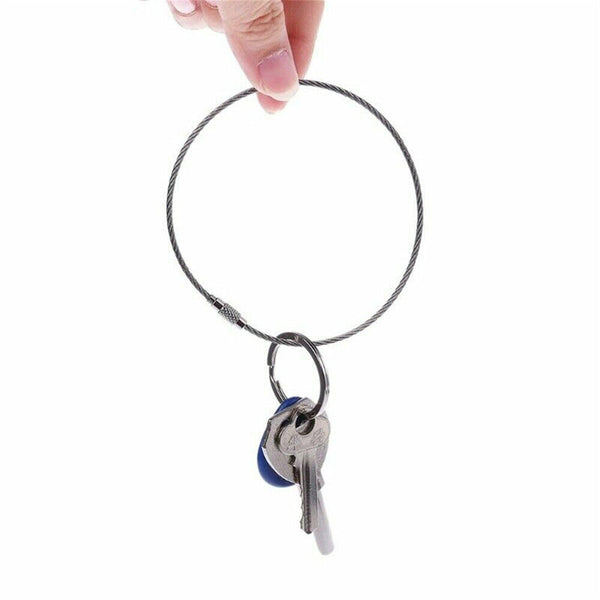 Wire Keychain Cable Key Ring Chain Stainless Steel Rope Outdoor Hiking Lock