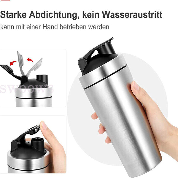 1/2x 750ml Stainless Steel Single Layer Shaker Cup Sports Water Cup, Fitness Cup