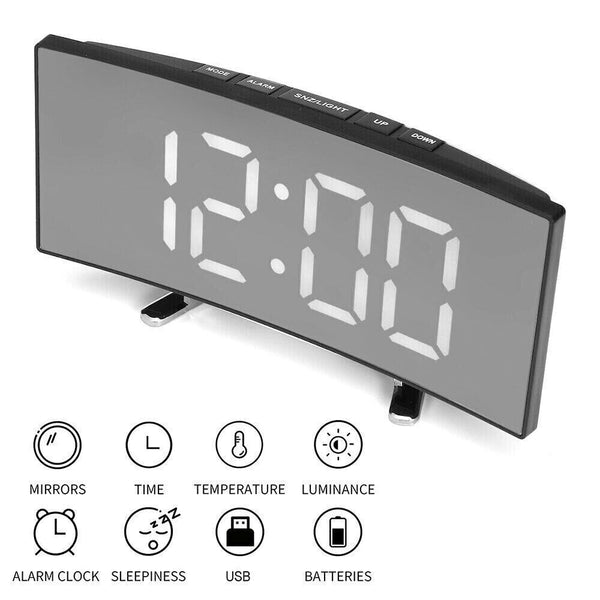Bedside Digital Clock LED Display Desk Table Time Temperature Alarm Modern Decor