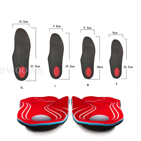 Orthotic Insoles Insert Shoes High Arch Support Plantar Flat Feet Fasciitis Foot